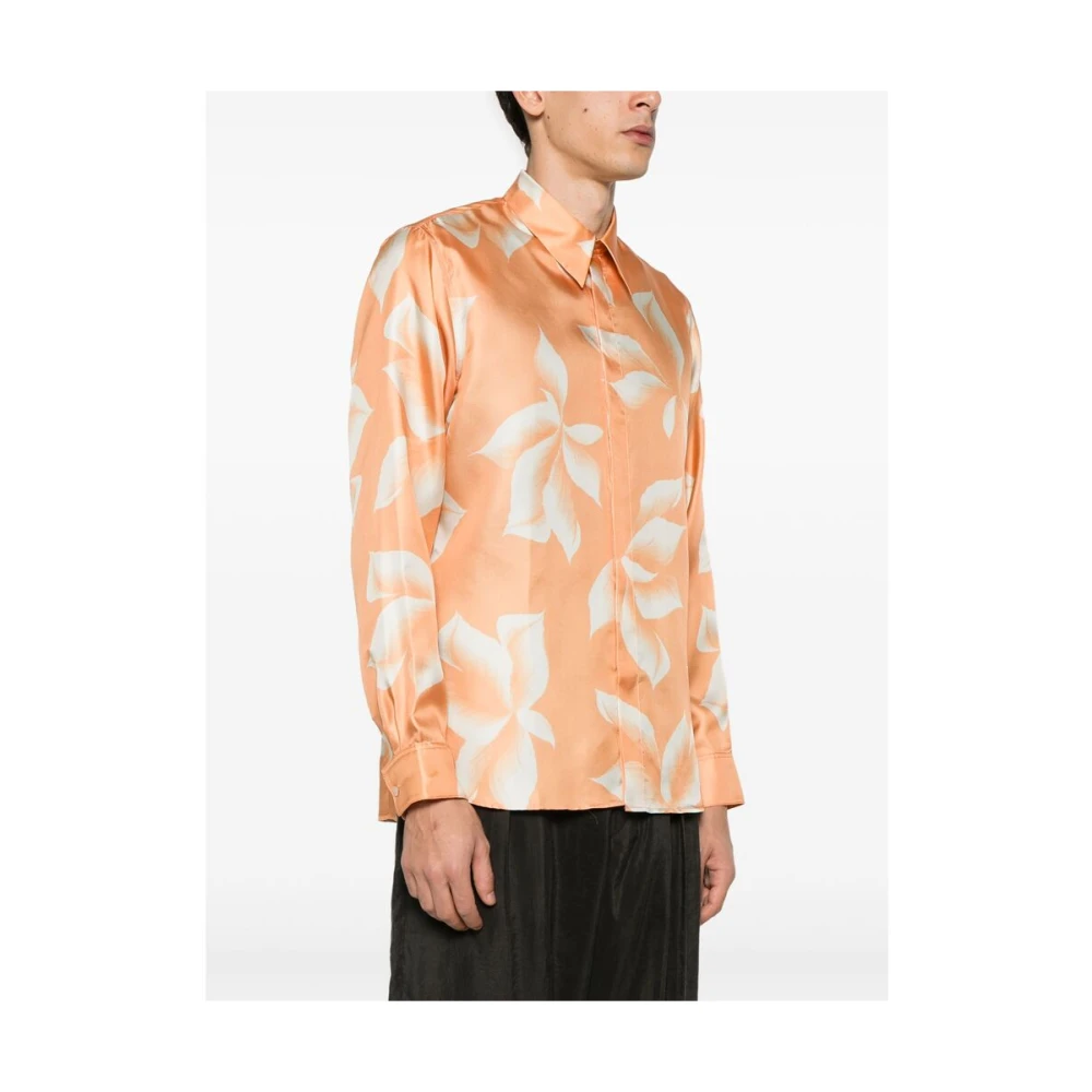 Dries Van Noten Bloemenprint Knoopshirt Orange Heren