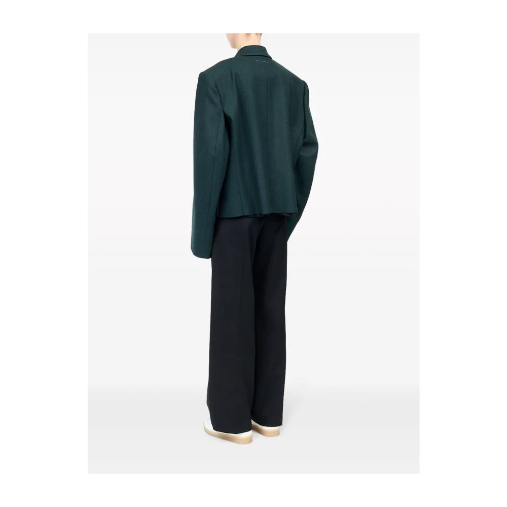 MM6 Maison Margiela Groene wollen blend dubbelrijdige jas Green Dames