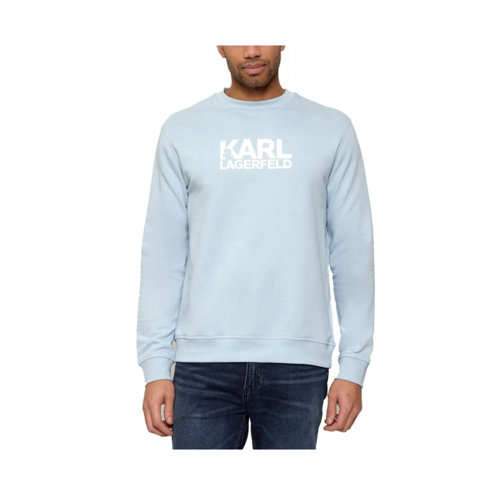 Karl Lagerfeld Blue Sweatshirts, Male, L, Logo Sweatshirt