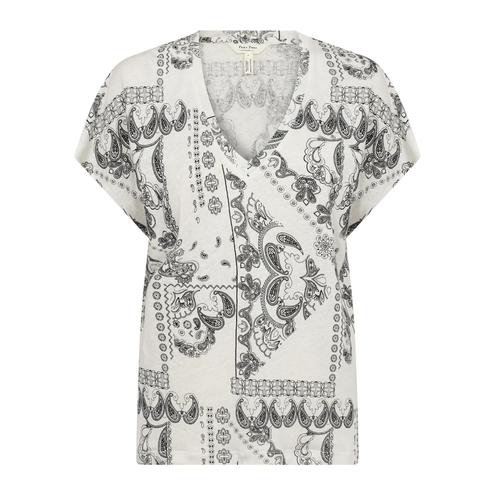 Part Two Grafische Paisley T-shirt Loose Fit Black Dames