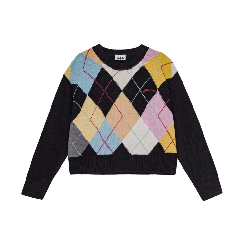 Ganni Harlequin Multicolor Diamant Trui Multicolor Dames