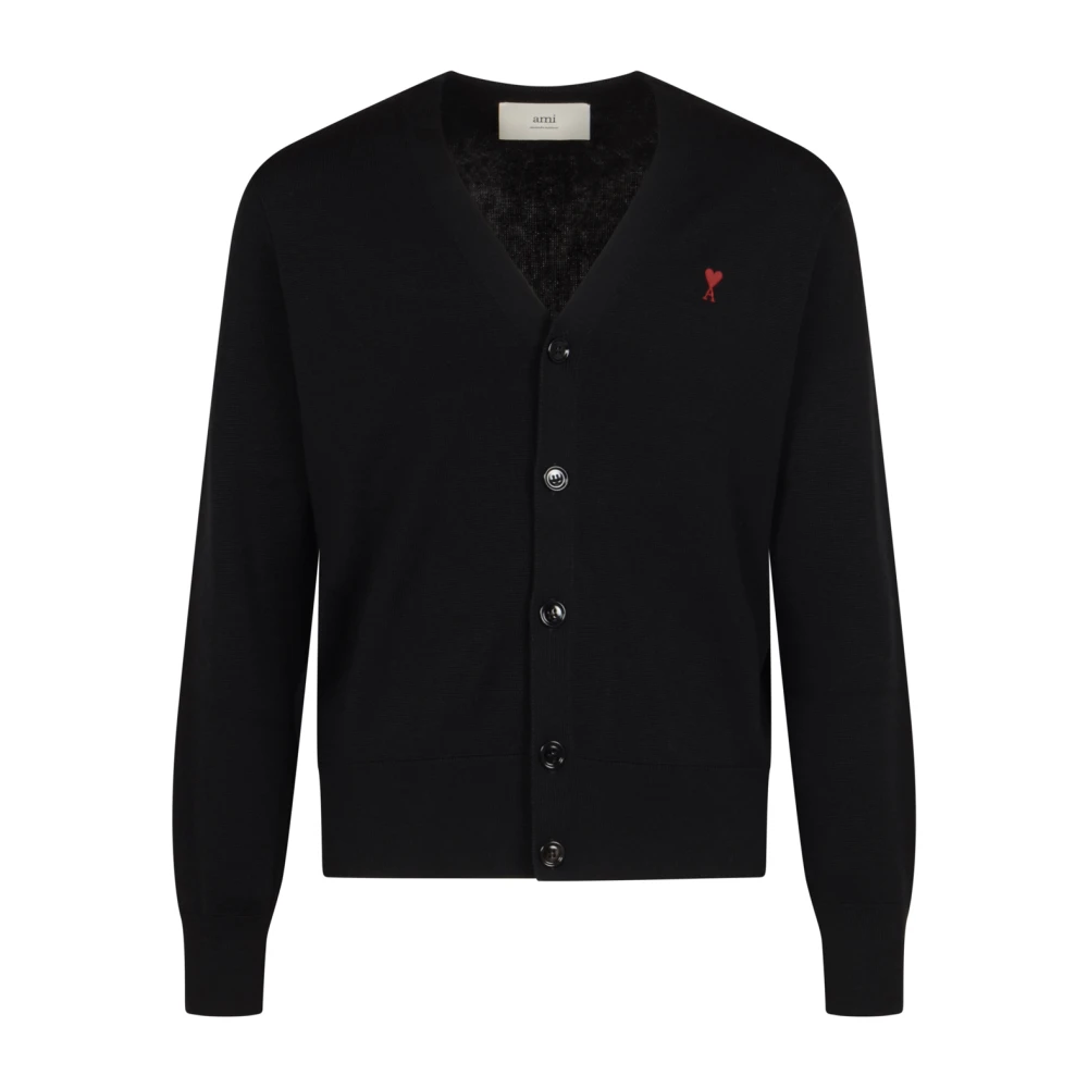 Ami Paris Men's Black Hkc361 Merinos Cardigan