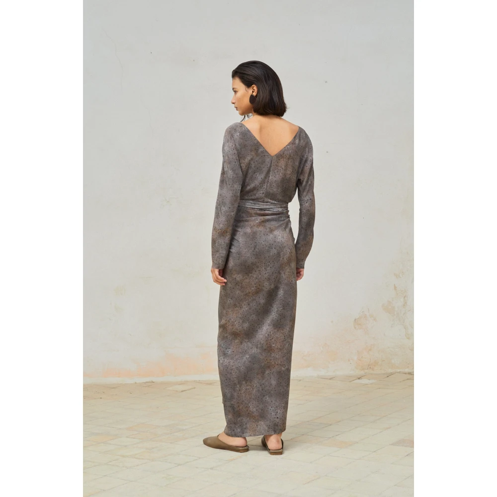 Cortana Zijden Omslagjurk Abstracte Print Gray Dames
