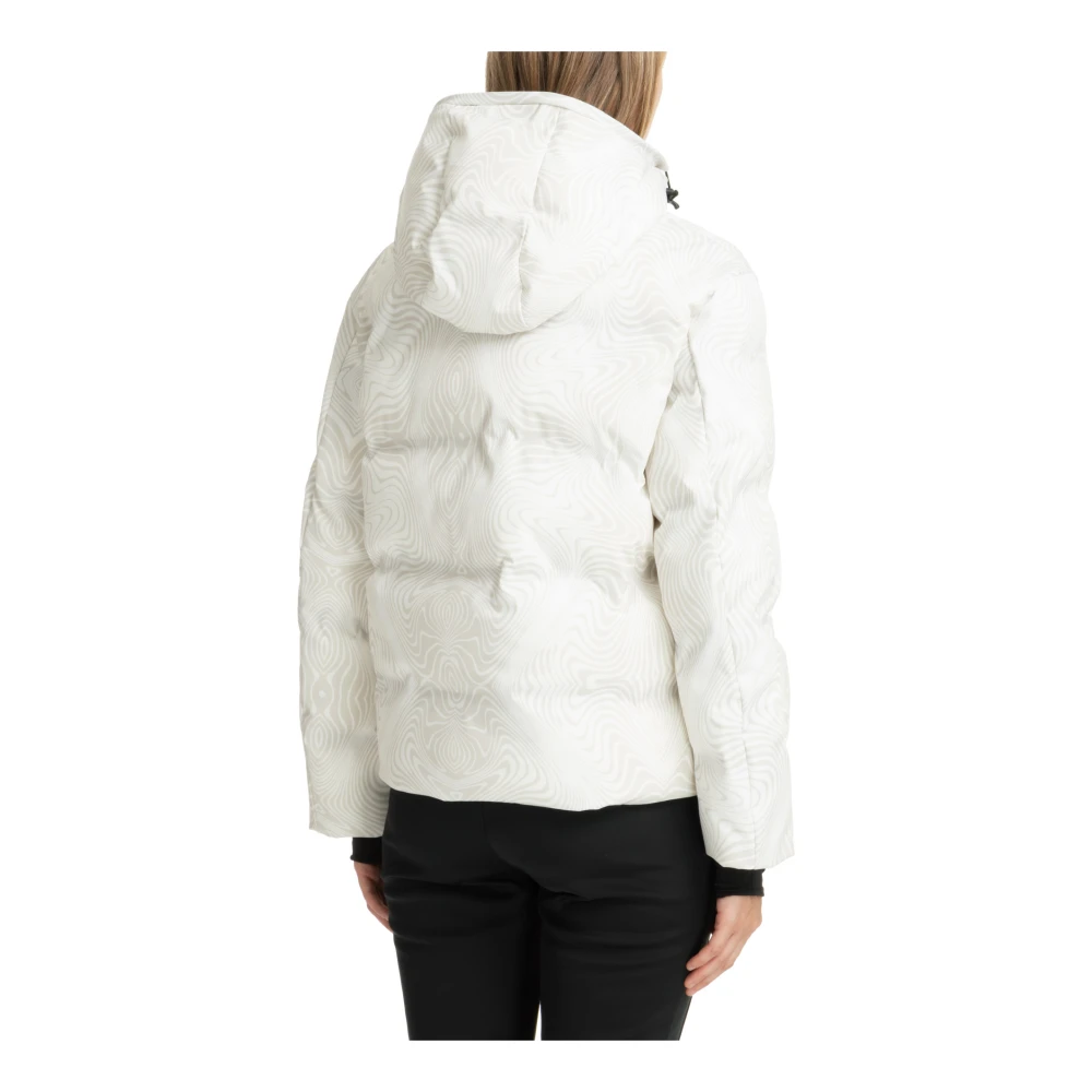 Emporio Armani EA7 Abstract Multicolor Ski Jas met Capuchon White Dames