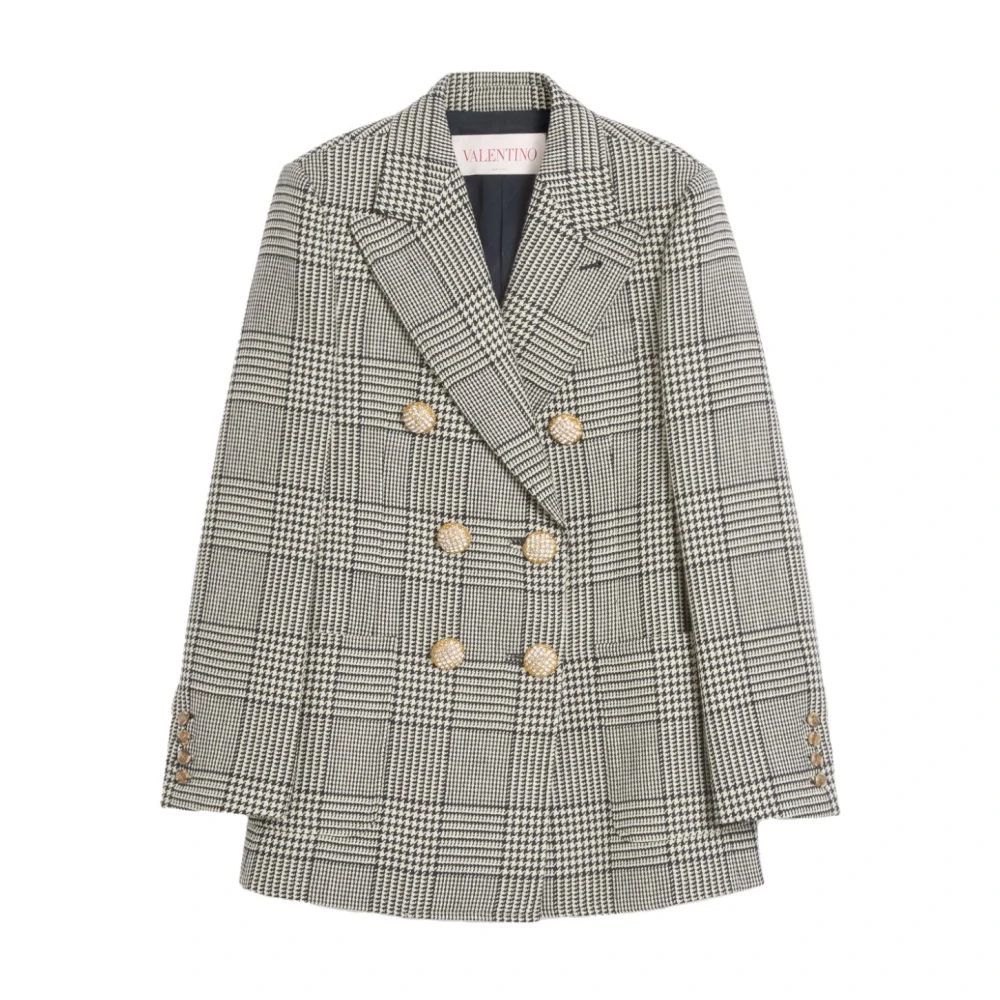 Valentino Garavani Grijze Houndstooth Blazer Italië Gray Dames