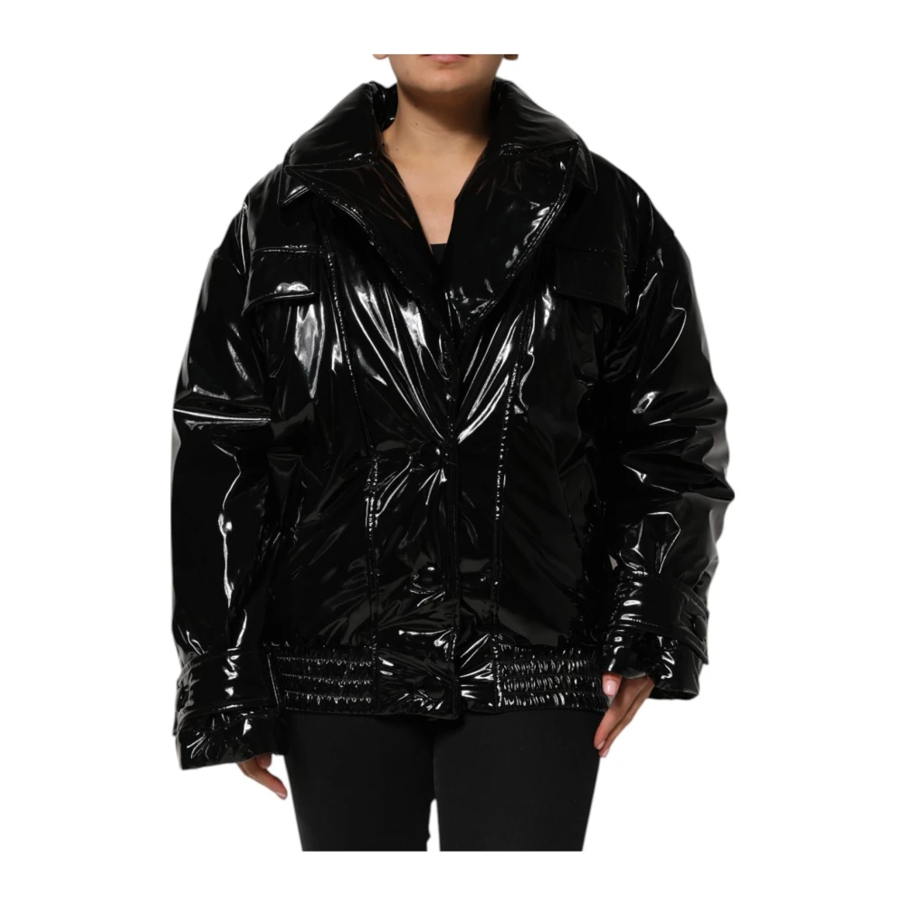 Dolce & Gabbana Women's Black Quilted Puffer Coat With Logo Details