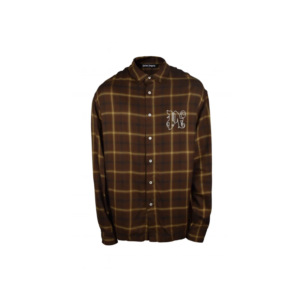 Palm Angels Mannelijk Bruin Overhemden Heren, M, Polyester, Polyester