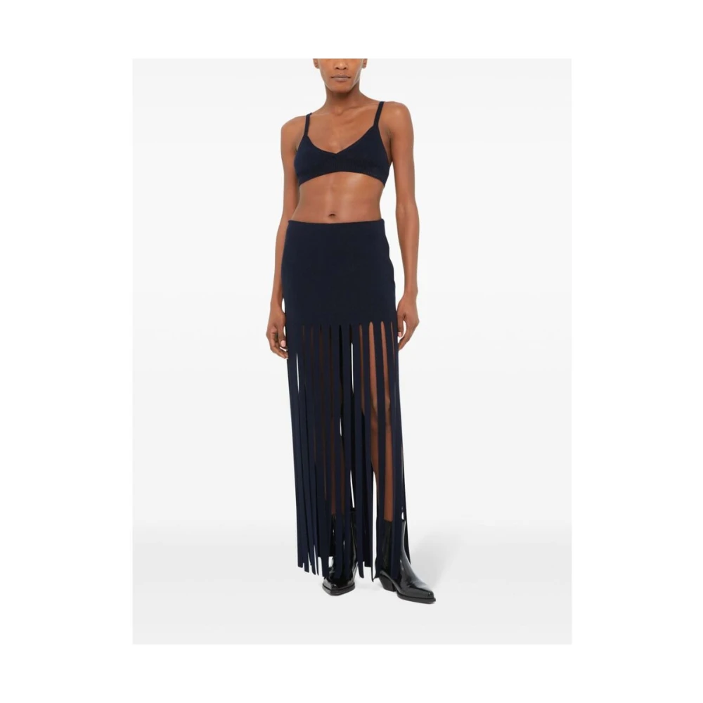 Alanui Midnight Blue Gebreide Rok met Franje Blue Dames