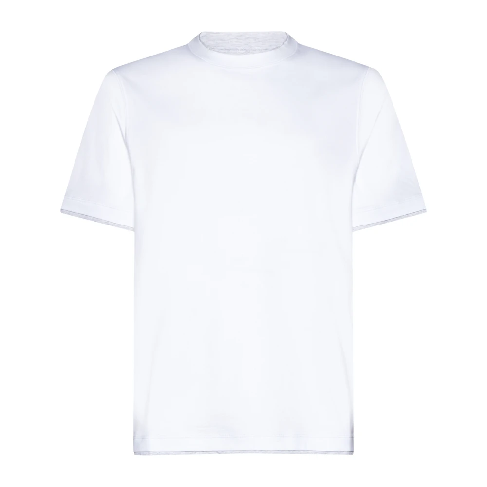 BRUNELLO CUCINELLI Witte Katoenen Jersey Crew Neck T-shirts White Heren