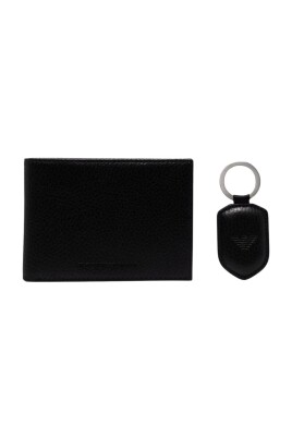black-leather-wallet-keychain-set