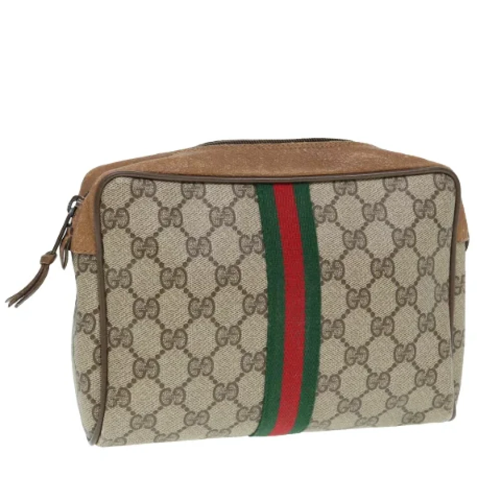 Gucci Vintage Pre-owned Leather clutches Beige Dames