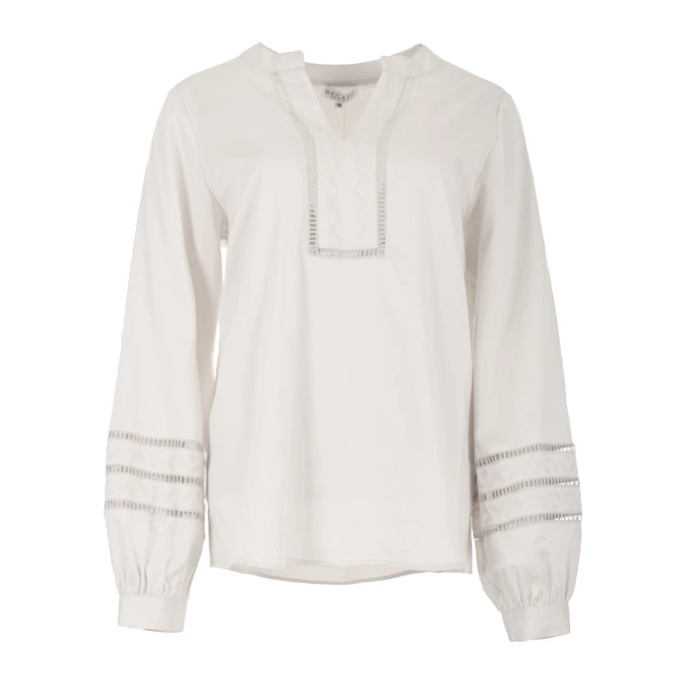Maicazz Offwhite Blouse met Gehaakte Details White Dames