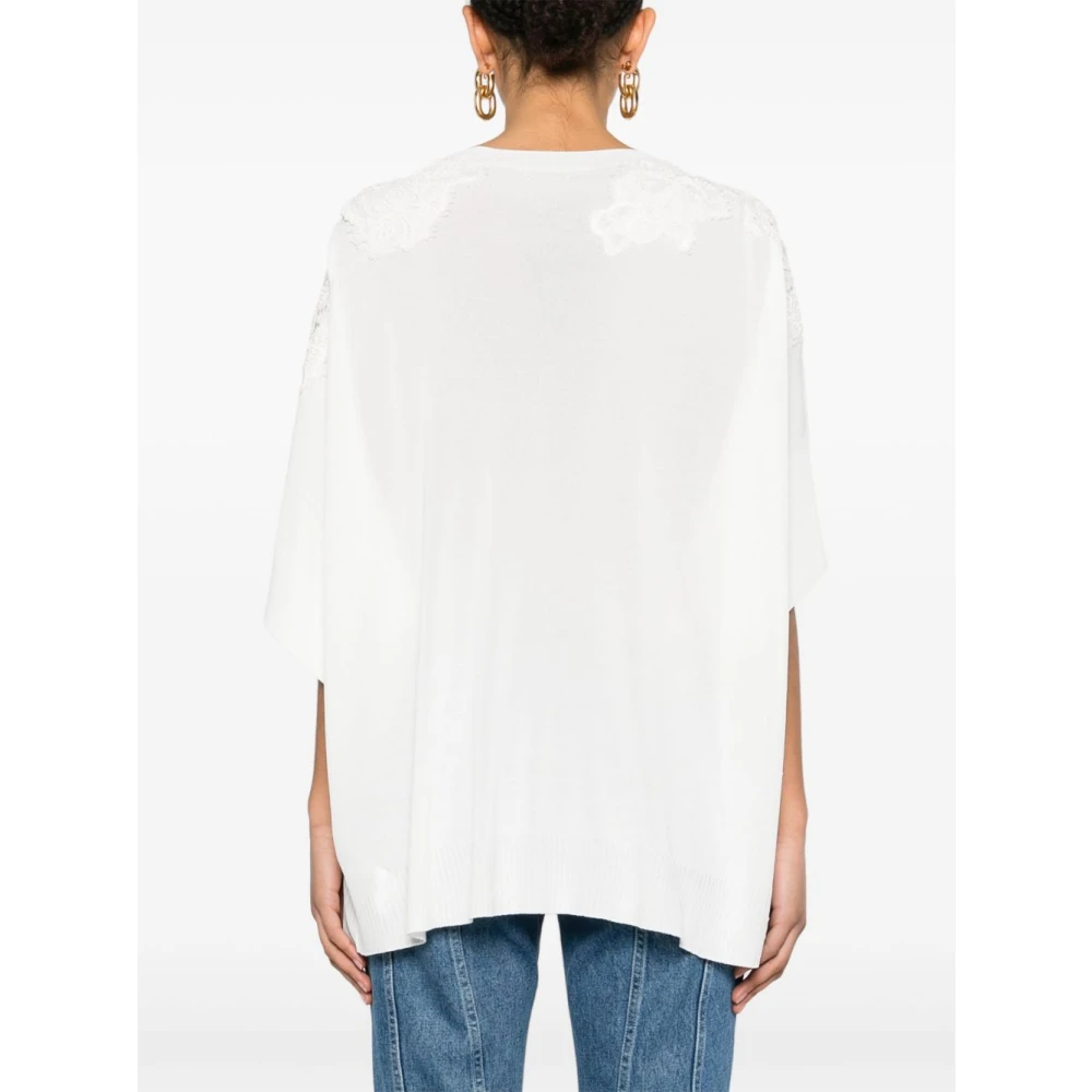 Ermanno Scervino Witte Crew Neck Korte Mouwen Sweater White Dames