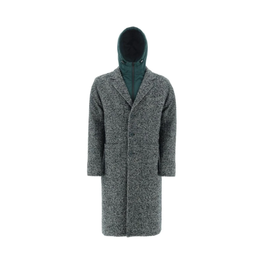 Herno Wol Herringbone Jas Black Heren