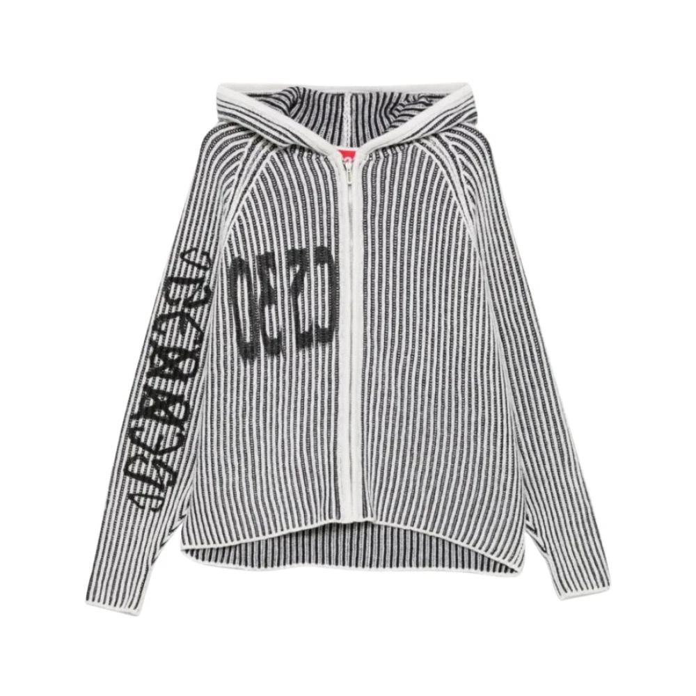 032c Hooded Gebreide Trui Multi Kleuren Black Heren