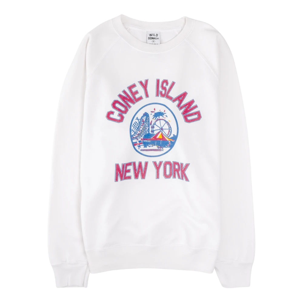 Wild Donkey Vintage Coney Crew Sweatshirt White Heren
