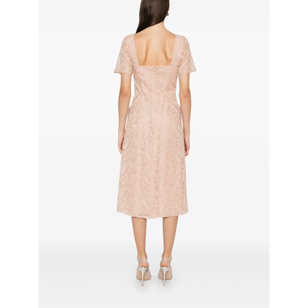 Ermanno Scervino Roze Bloemenkant Midi Jurk Pink Dames