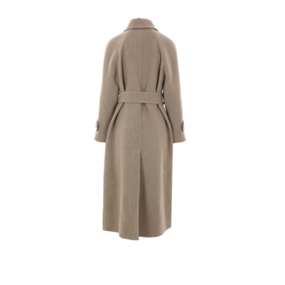 BRUNELLO CUCINELLI Beige en Ivoor Herringbone Coat Brown Dames