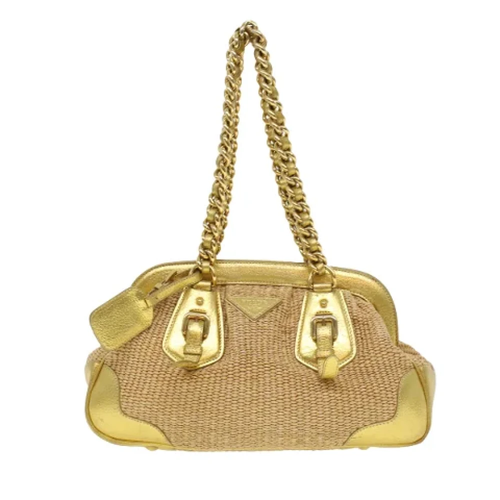 Prada Vintage Pre-owned Leather prada-bags Beige Dames