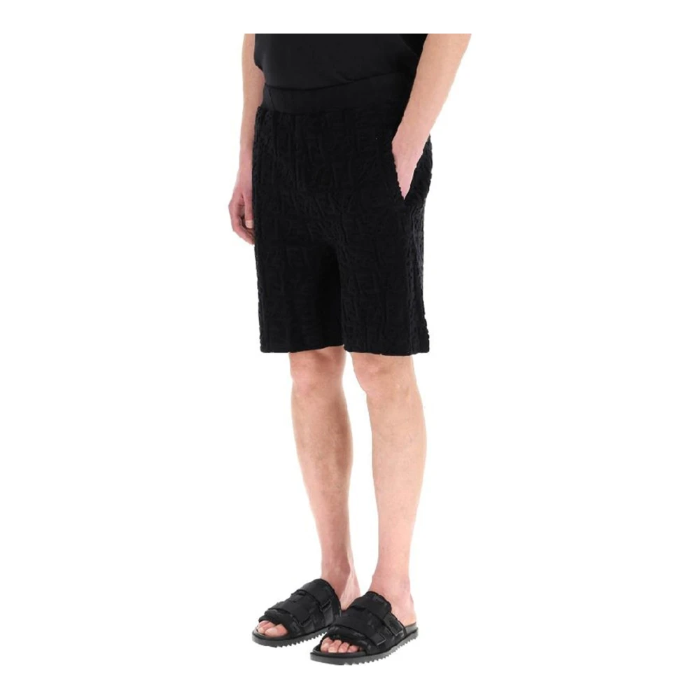 Fendi Logo Shorts Elastische Taille Koordzakken Black Heren