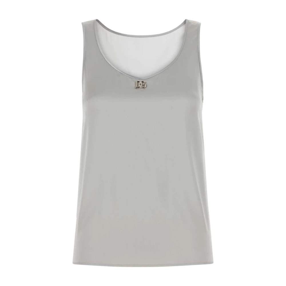 Dolce & Gabbana Grijze Satijnen Tanktop Gray Dames