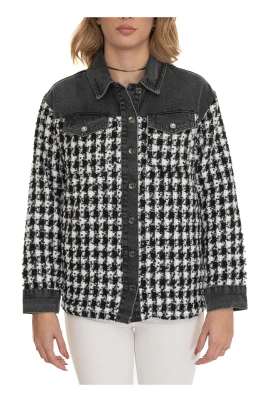Houndstooth Blusjacka med Jeansdetaljer