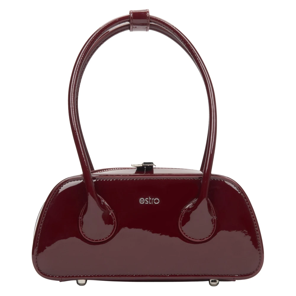 Estro Bordeauxrode Schoudertas voor Dames gemaakt van Lakleer Red Dames