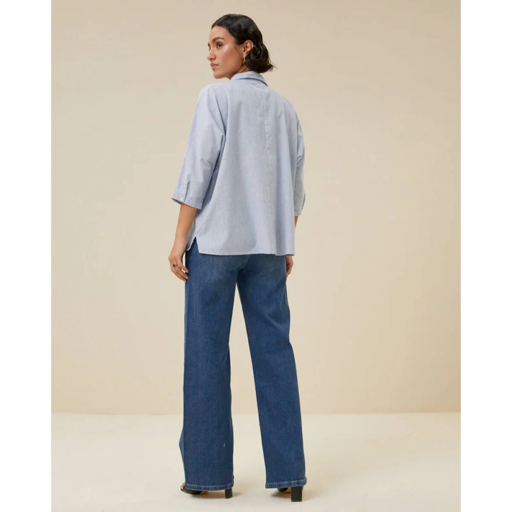 By-Bar Pin Stripe Blouse Lange Mouw Gray Dames