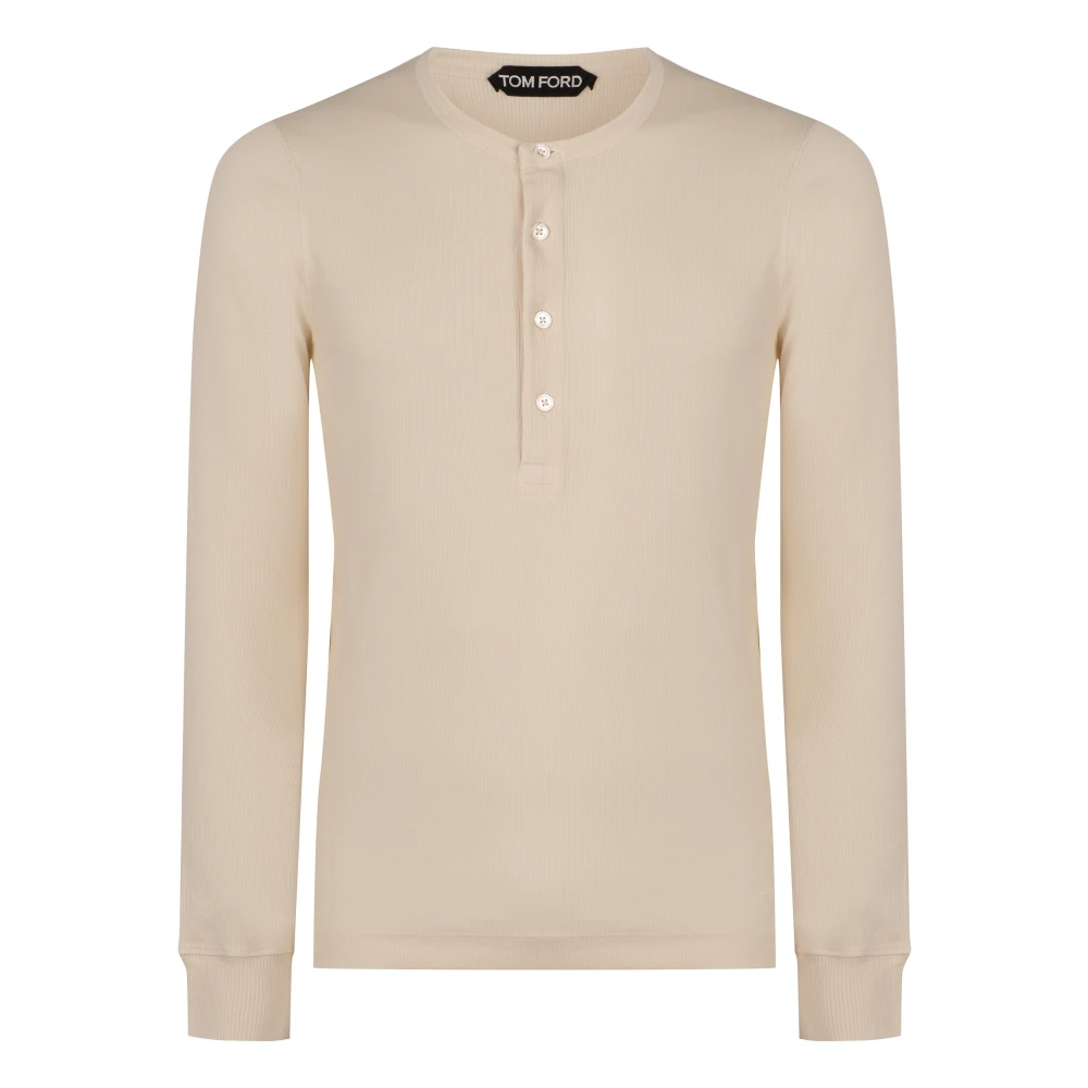 Tom Ford Geribbelde gebreide longsleeve T-shirt Beige Heren