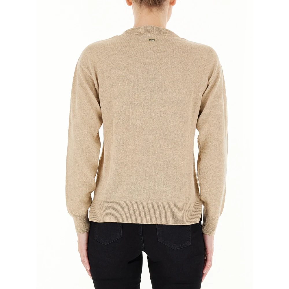 Armani Exchange Gouden trui met lange mouwen en wijde schouders Beige Dames