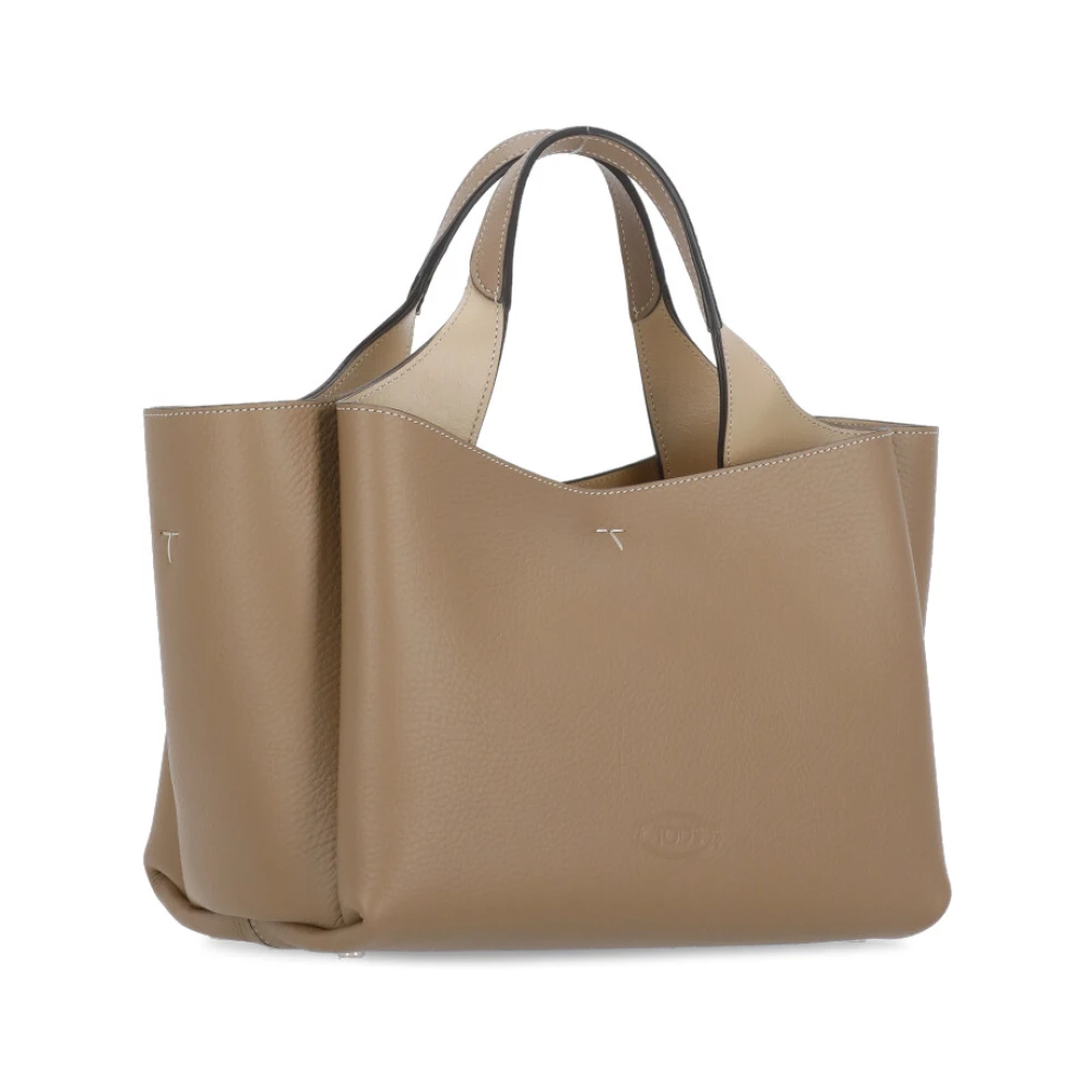 TOD'S Bruine leren schoudertas met meerdere compartimenten Brown Dames