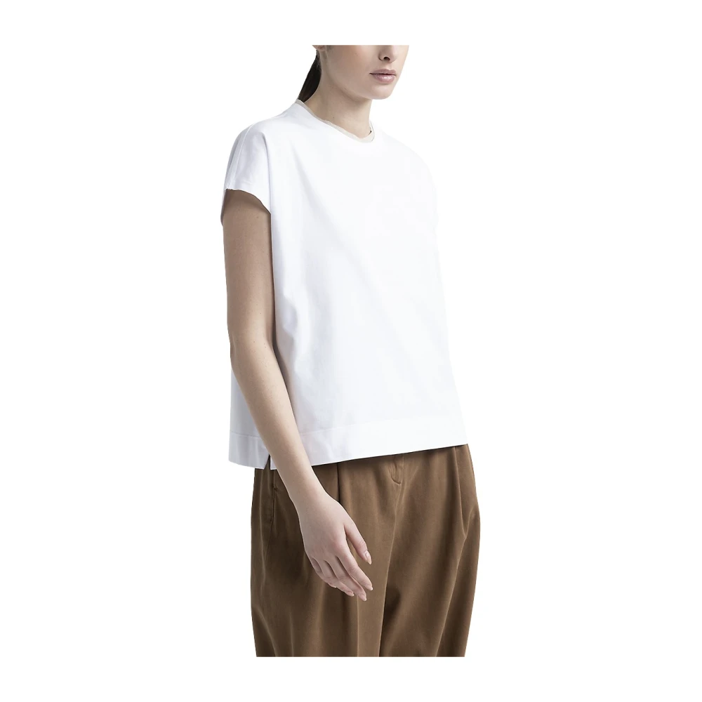 PESERICO Katoenen jersey T-shirt White Dames