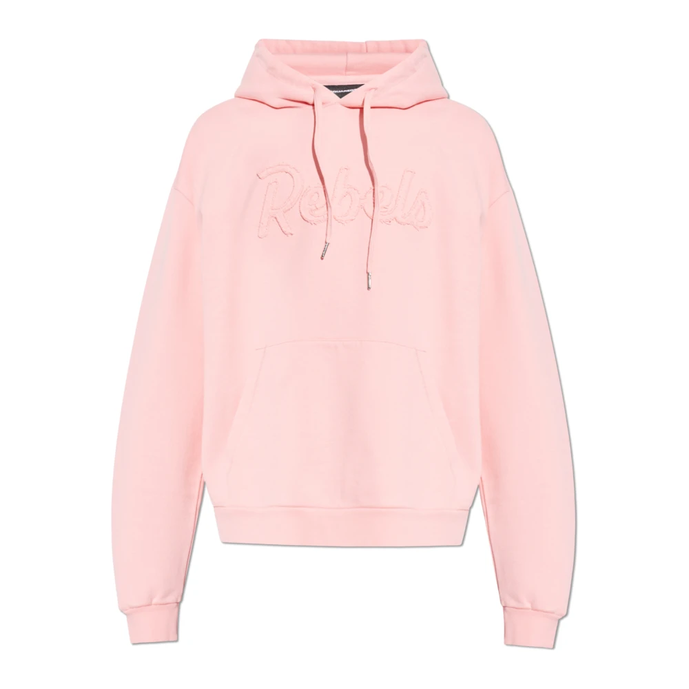 Dsquared2 Men's Pink Hoodies, S, Rebels Relax Fit Hoodie