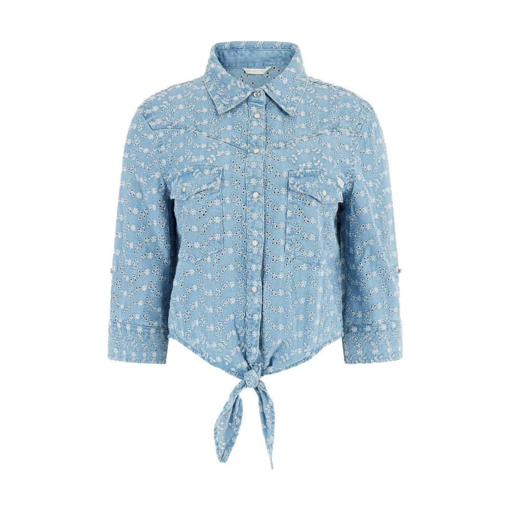 Guess Tijdloze Knoopblouse Blue Dames