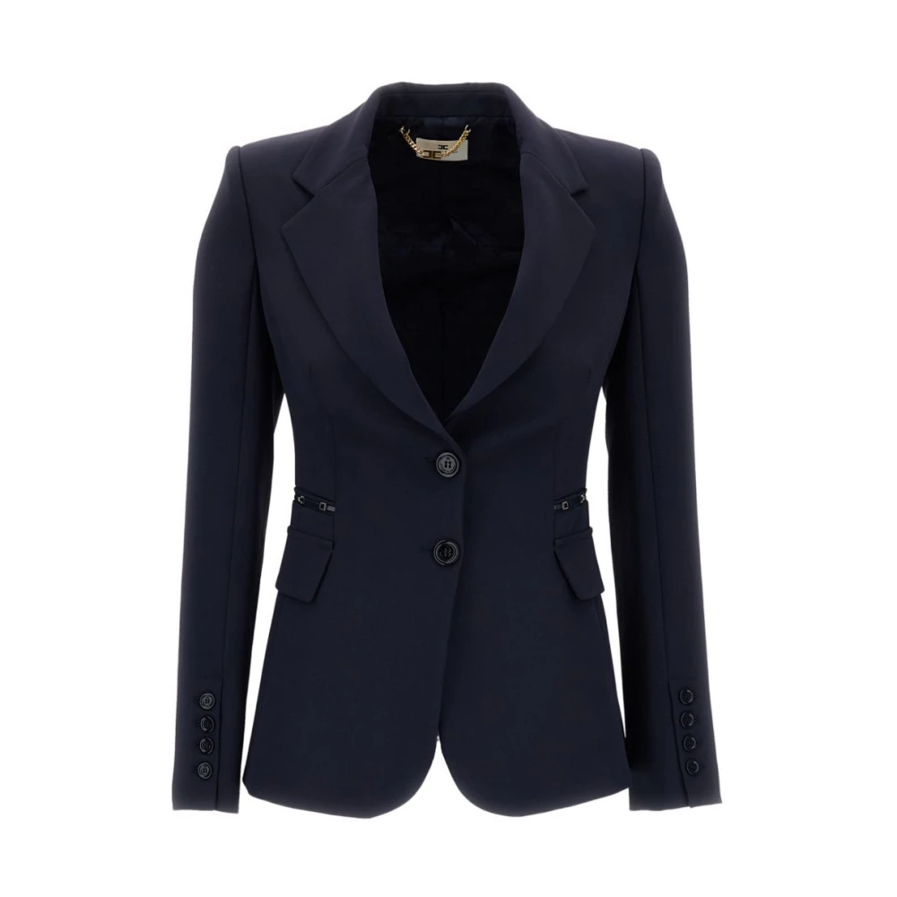 Elisabetta Franchi , Blazers, Female, Blue, Xs, Giacca Monopetto