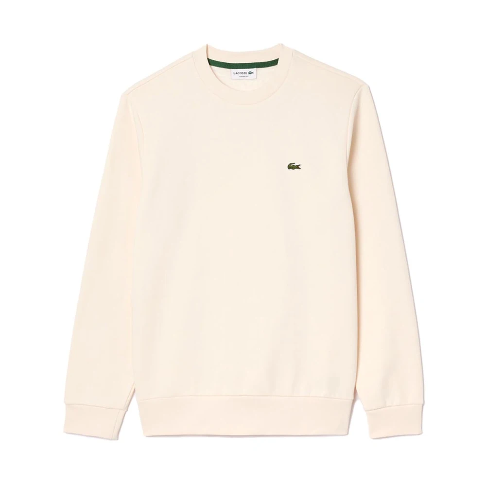 Lacoste Uomo Beige Felpa In Cotone Organico Con Coccodrillo Ricamato