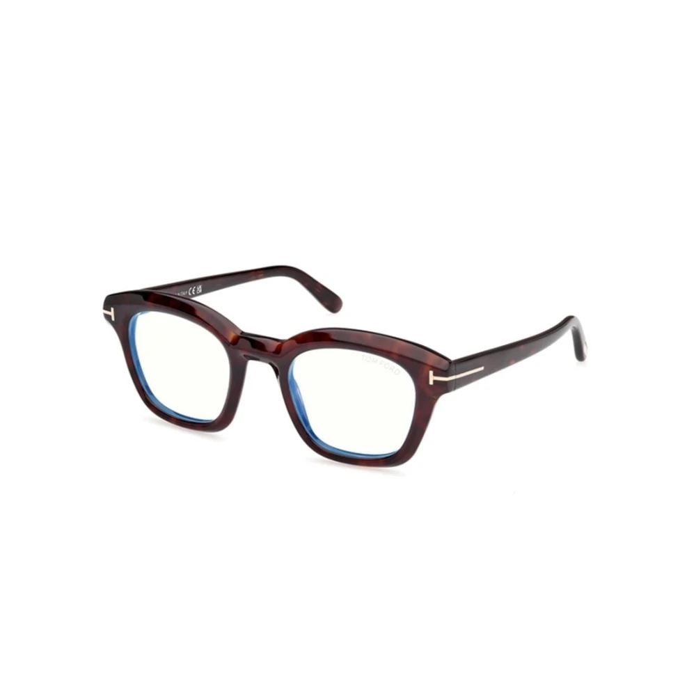 Tom Ford Men's Brown Glasses, 49 Mm, Blue Block Square Optical Frame
