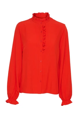 Flame Scarlet Skjorta med Puffärmar
