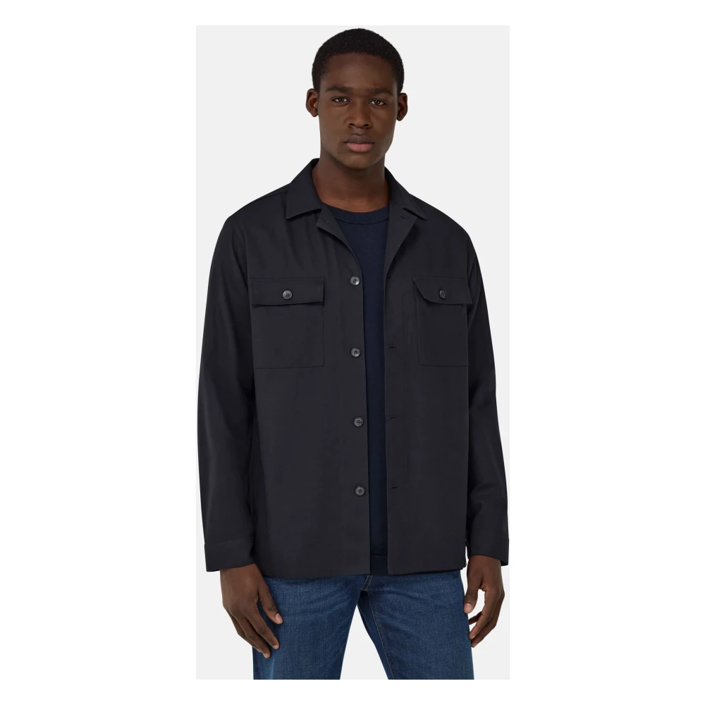 Boggi Milano Katoenen Overshirt Blue Heren