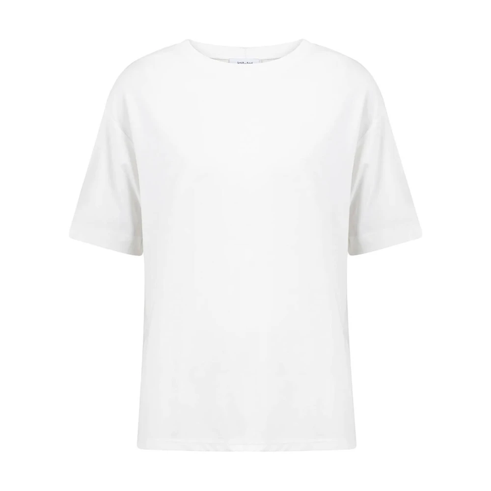 Knit-ted Hazel T-shirt in gebreide stijl White Dames
