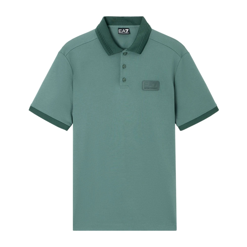 Emporio Armani Ea7 Mannelijk Groente Tops Heren, Groen, S, Polyester, Jersey Polo Shirt