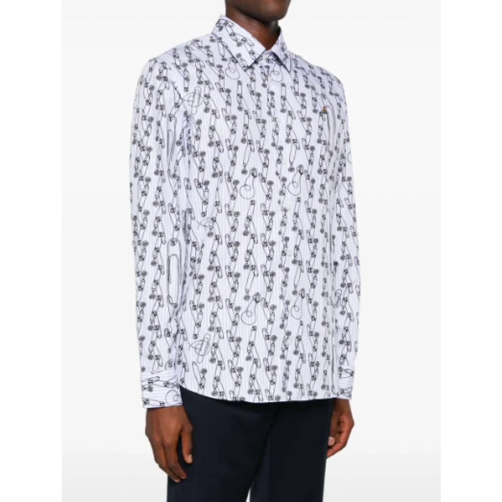 Vivienne Westwood Veiligheidspinstripe Ghost Shirt Blue Heren