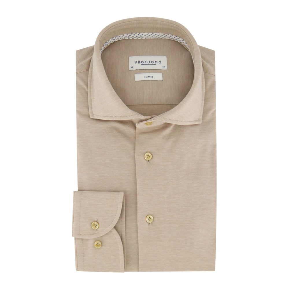 Profuomo Beige Business Overhemd Slim Fit Beige Heren