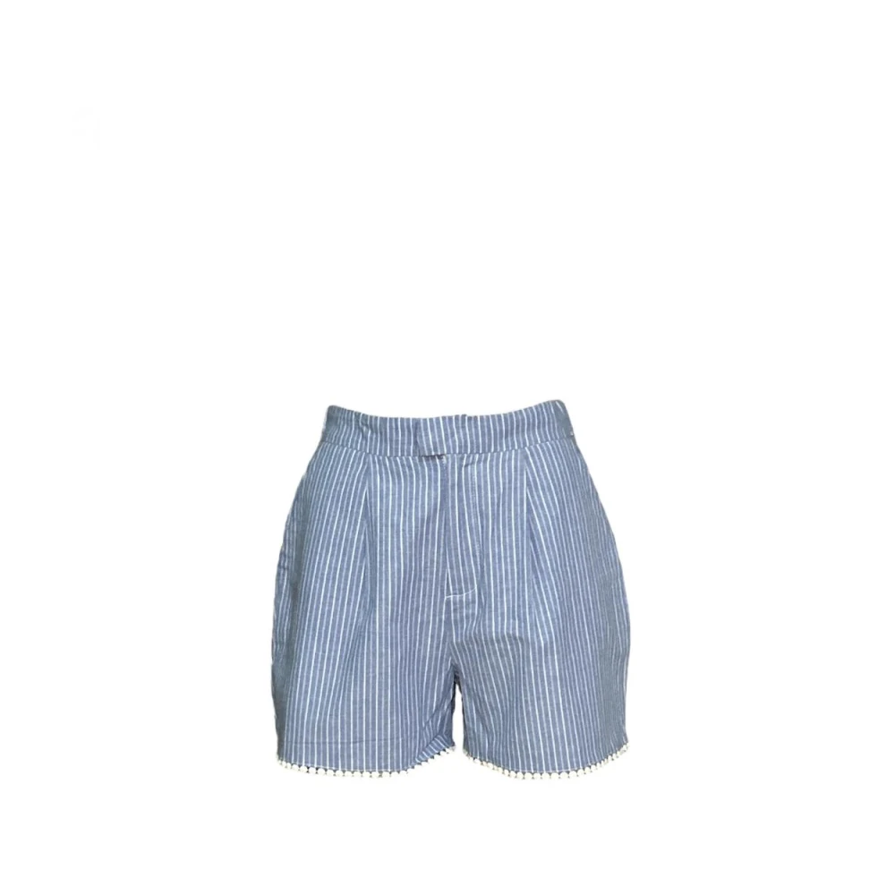 Molly Bracken Katoenen zomershort met elastische taille Blue Dames