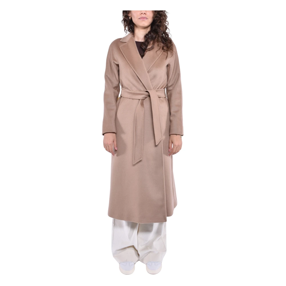 Max Mara Studio Women's Brown Long Wool Coat With Belt - Belted Coats - 2XS - Coats