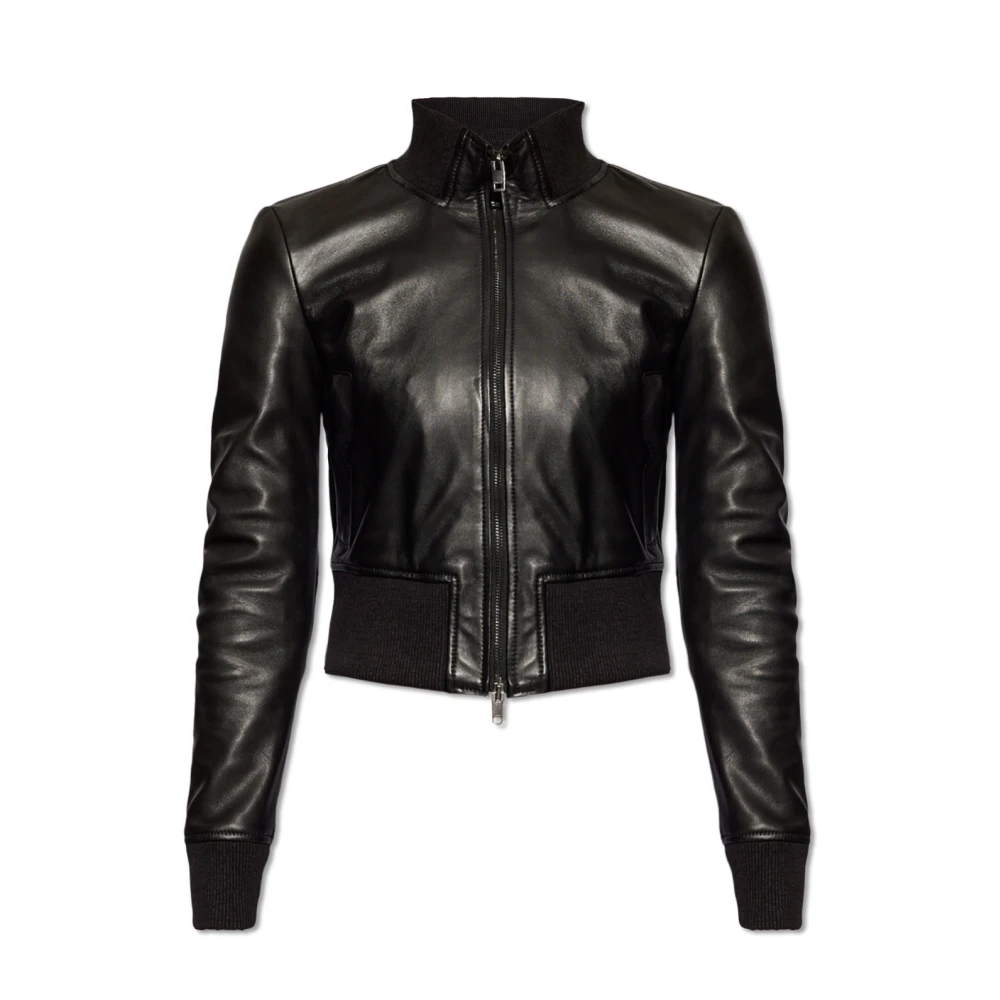 Diesel Bomber jacket in waxed leather Black Dames