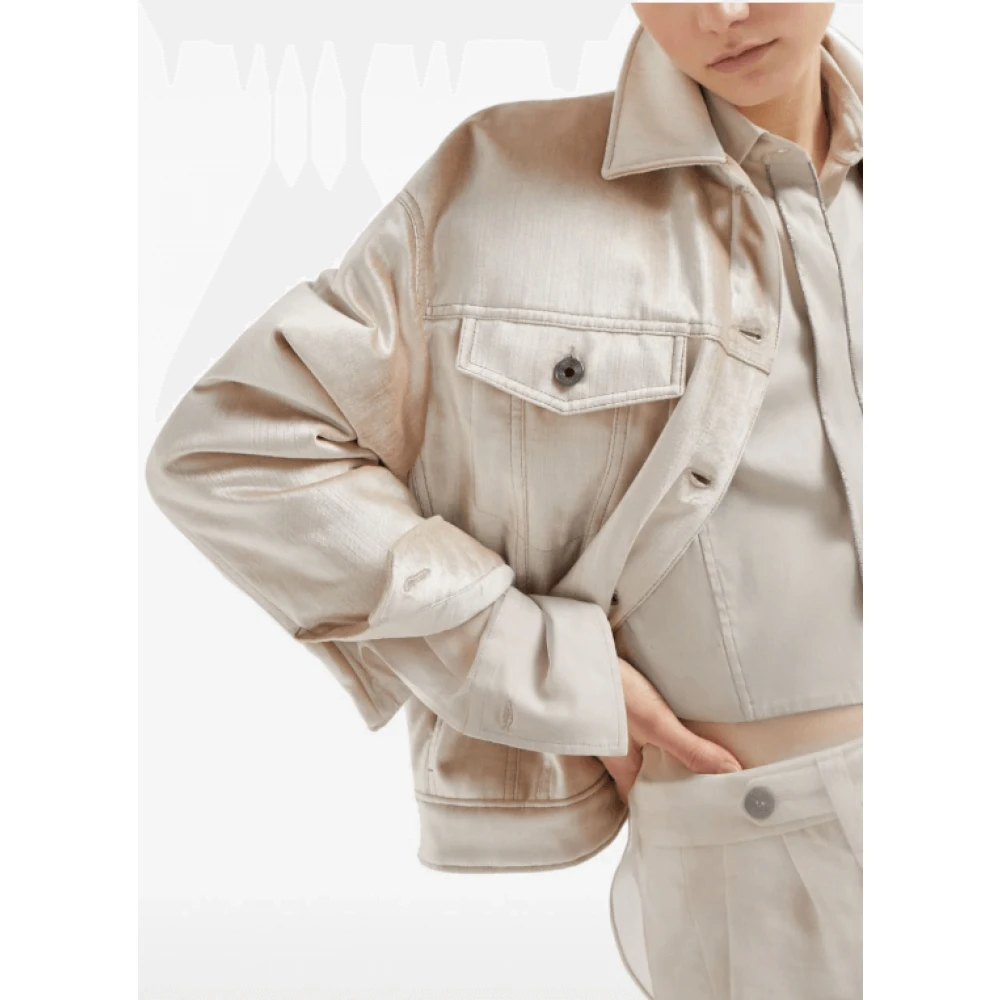 BRUNELLO CUCINELLI Geparelde Afwerking Gewatteerde Jas Beige Dames