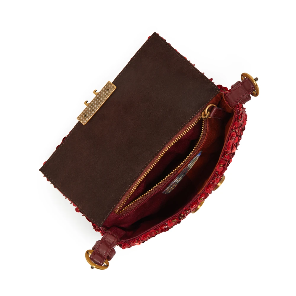 Maliparmi Kleine Tweed Paillettes Schoudertas Red Dames