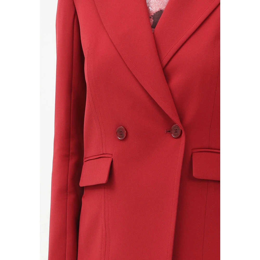 PATRIZIA PEPE Rode double-breasted jas Essential stijl Red Dames