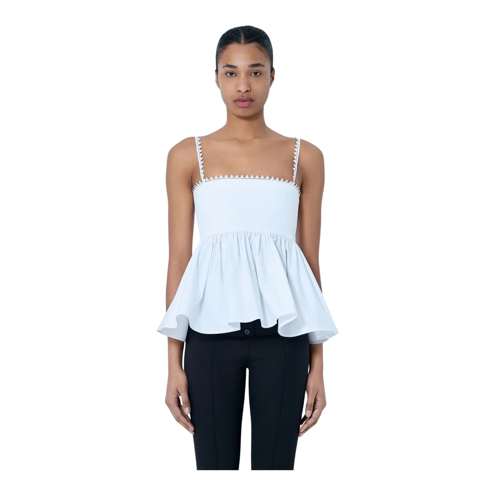 Jacquemus White Peplum Top With Zigzag Trim - Female - Sleeveless Tops - Xs - Tops